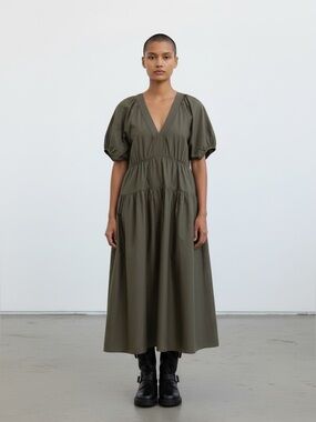 la lune tie front bias midi dress La Lune Tie Front Bias Midi Dress | Cream | Dresses